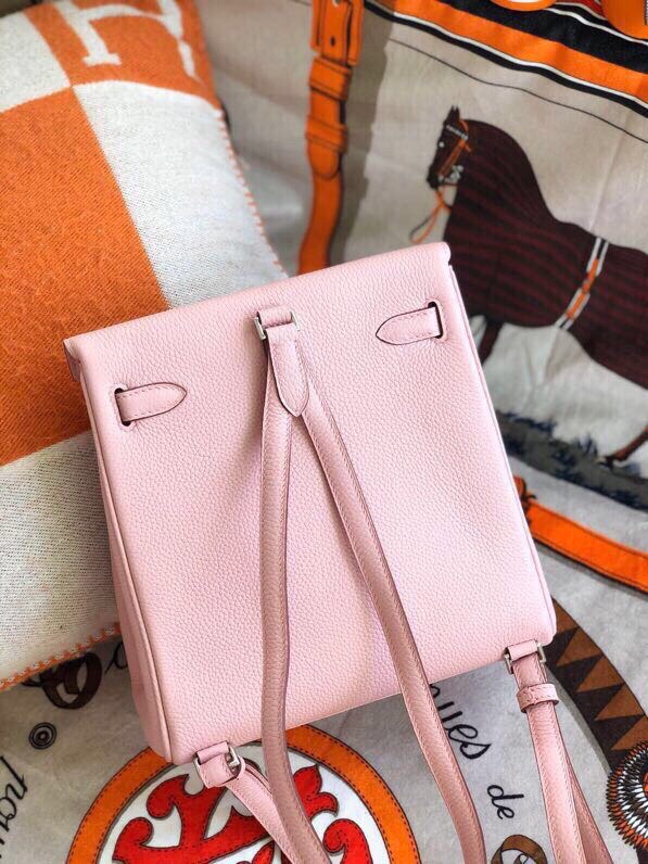 Hermes Kelly Ado Backpack In Pink Clemence Leather